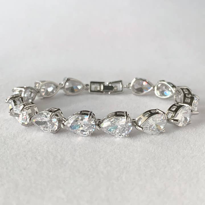 Ava Classic Pear Tennis Bracelet for wholesale by Amandine Jewelry