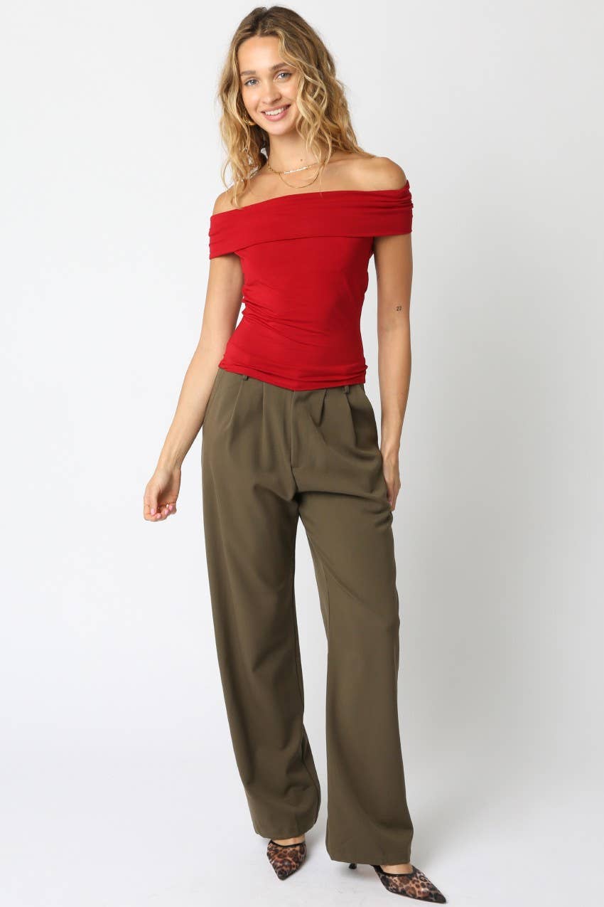 Olivaceous - Wholesale Knit Top - Women's - Leslie Off Shoulder Top30