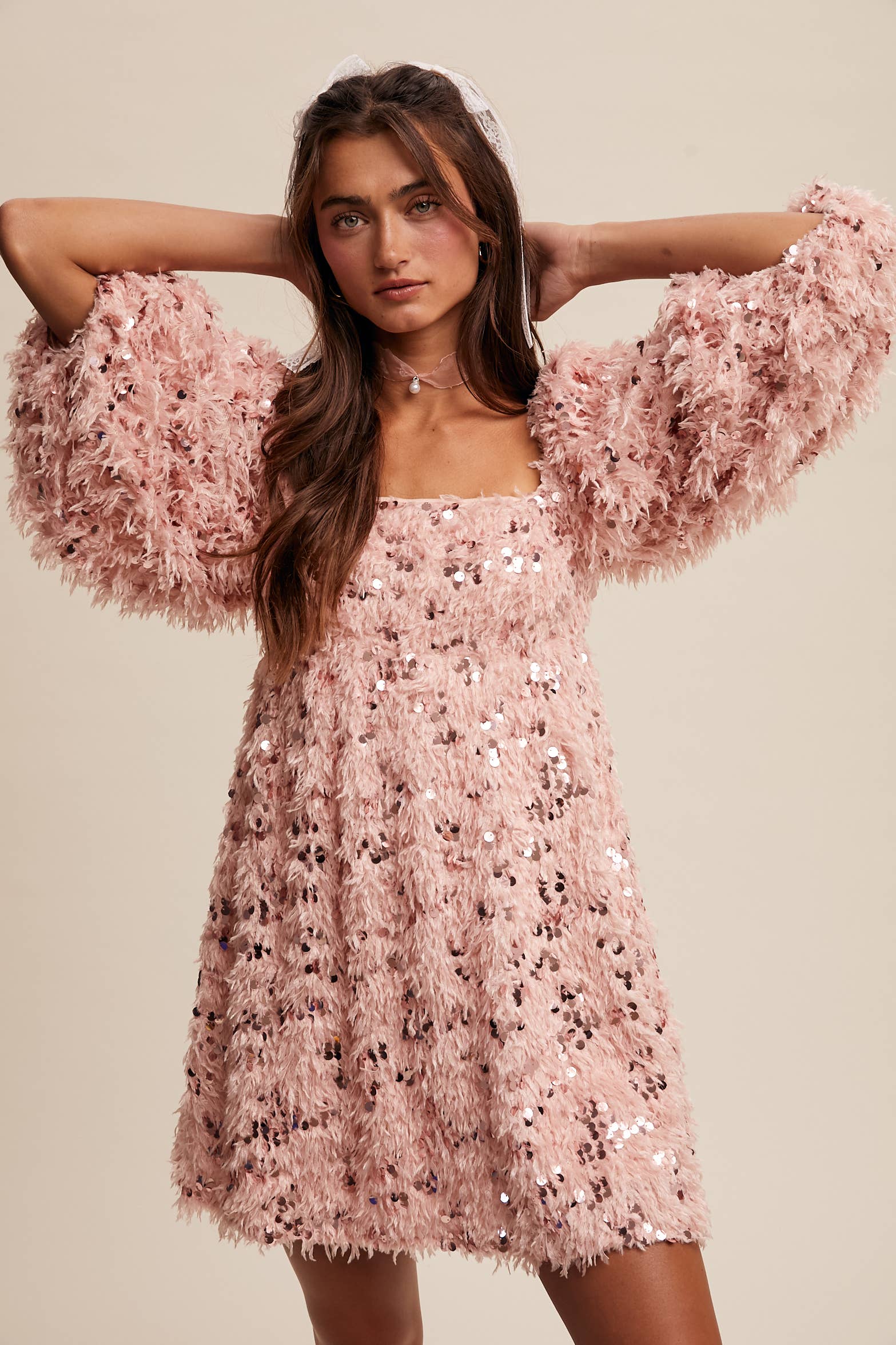 Listicle – Vestido - Mulher por atacado – Vestido Mini com Franjas de Lantejoulas LD14687