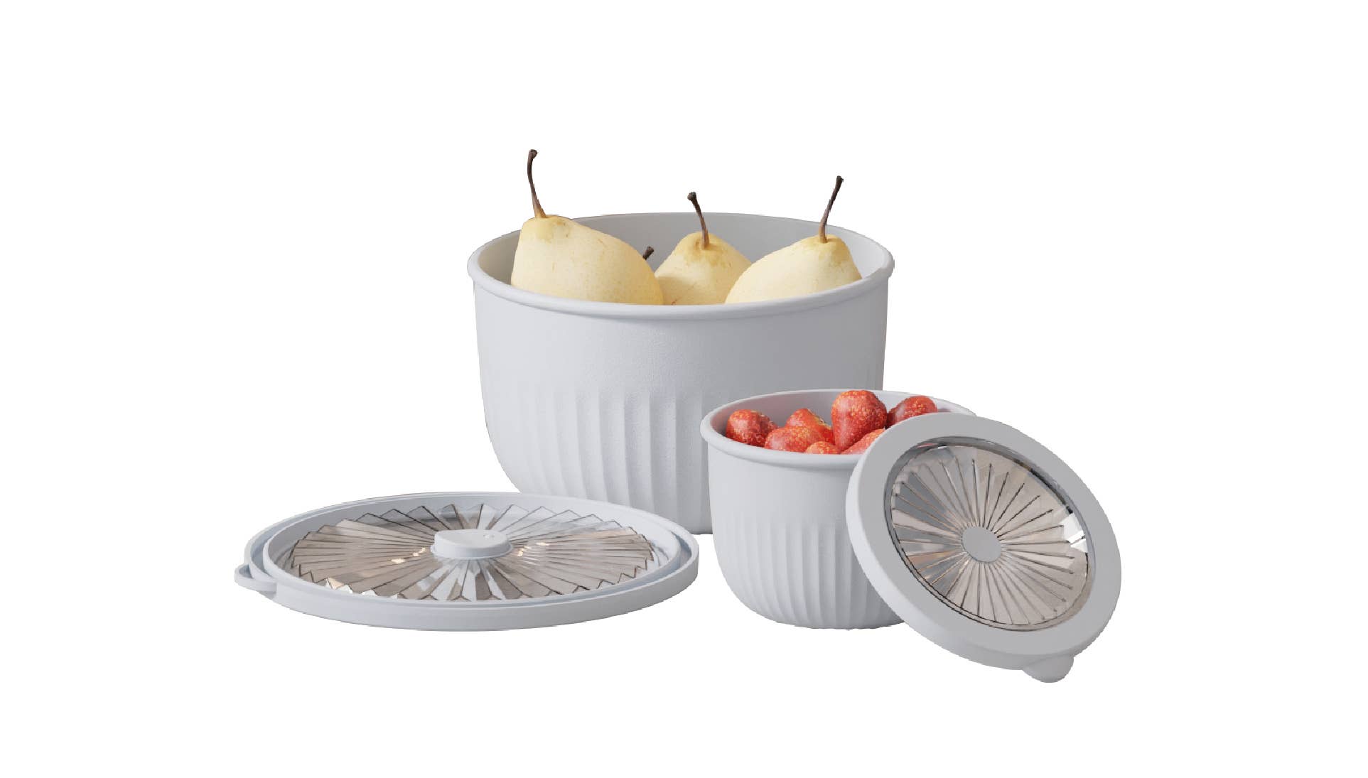 Lainy Home - Wholesale Food Storage Container - 4-Piece Nesting Bowl Set, Ribbed Storage Containers 2