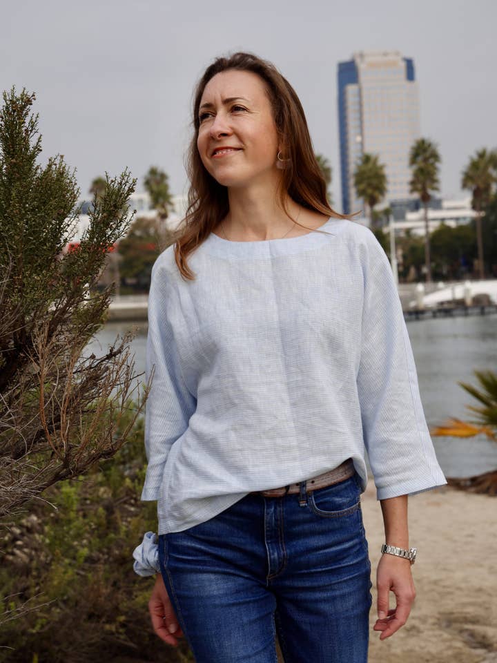 Marcela Top - Rayure de Londres pour la vente par Ellettelle