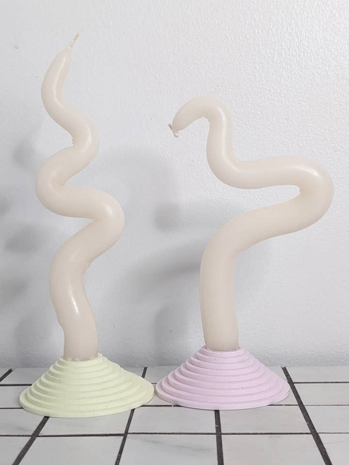 Playful White Wiggly Taper Candle for wholesale by TYST