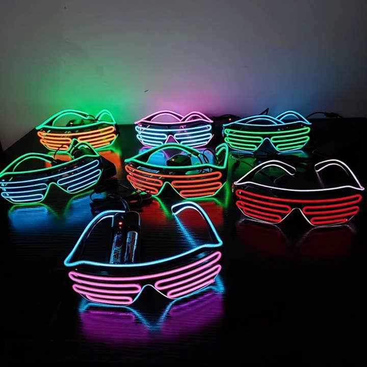HALLEE - Wholesale Sunglasses - Unisex - Glowing Neon LED Sunglasses - Assorted