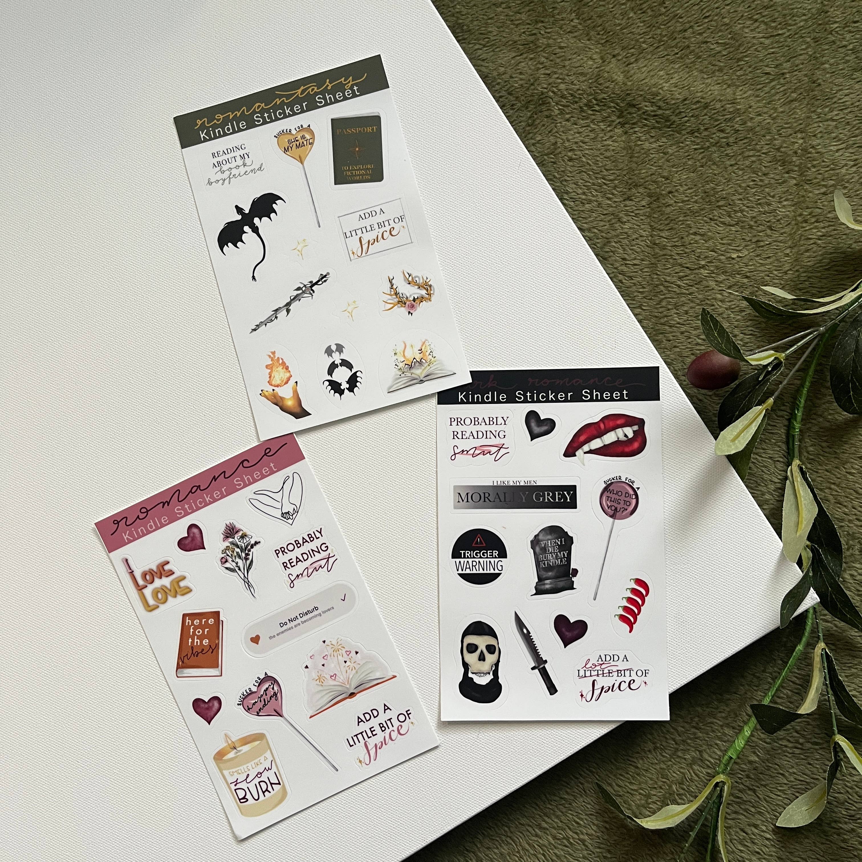 Jessi's Messes - Wholesale Phone & Laptop Stickers - Romantasy Kindle Sticker Sheet1