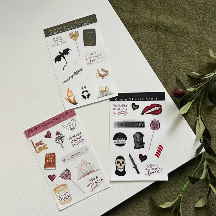 Jessi's Messes - Wholesale Phone & Laptop Stickers - Romantasy Kindle Sticker Sheet1