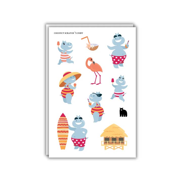 Hippo Holiday for wholesale by Four Bears Sticker Club