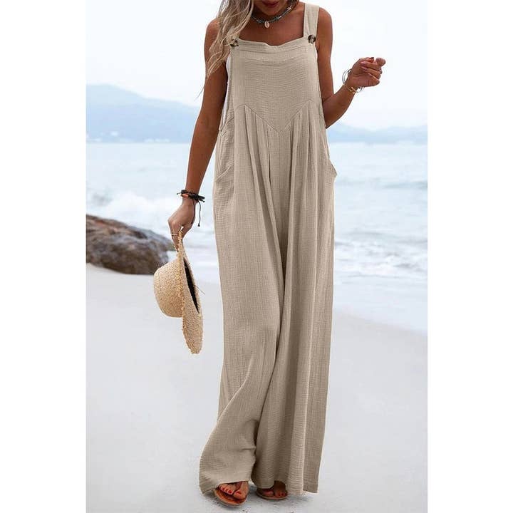 Paperdoll - Wholesale Jumpsuit - Women's - Ethnic Solid Color Wide Leg Jumpsuit