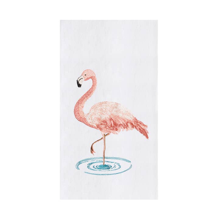 Coastal Flamingo Bird In Water Kitchen Towel for wholesale by C&F Home