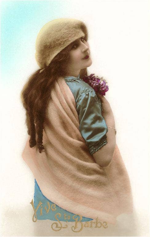 Found Image Press - Wholesale Art Print - Art Print BW-01 Vive Ste. Barbe, Woman with Bouquet0