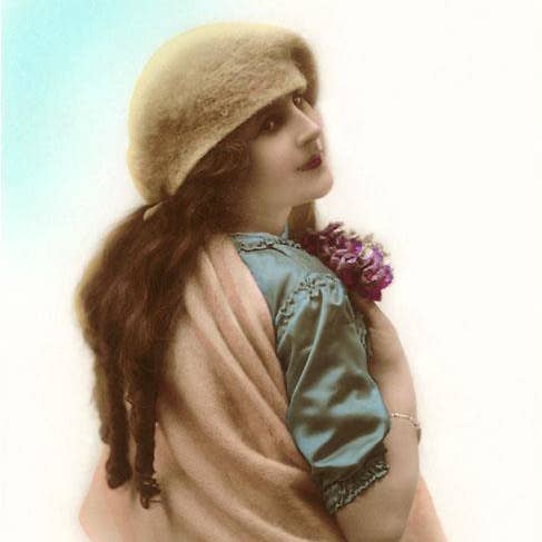 Found Image Press - Wholesale Art Print - Art Print BW-01 Vive Ste. Barbe, Woman with Bouquet0