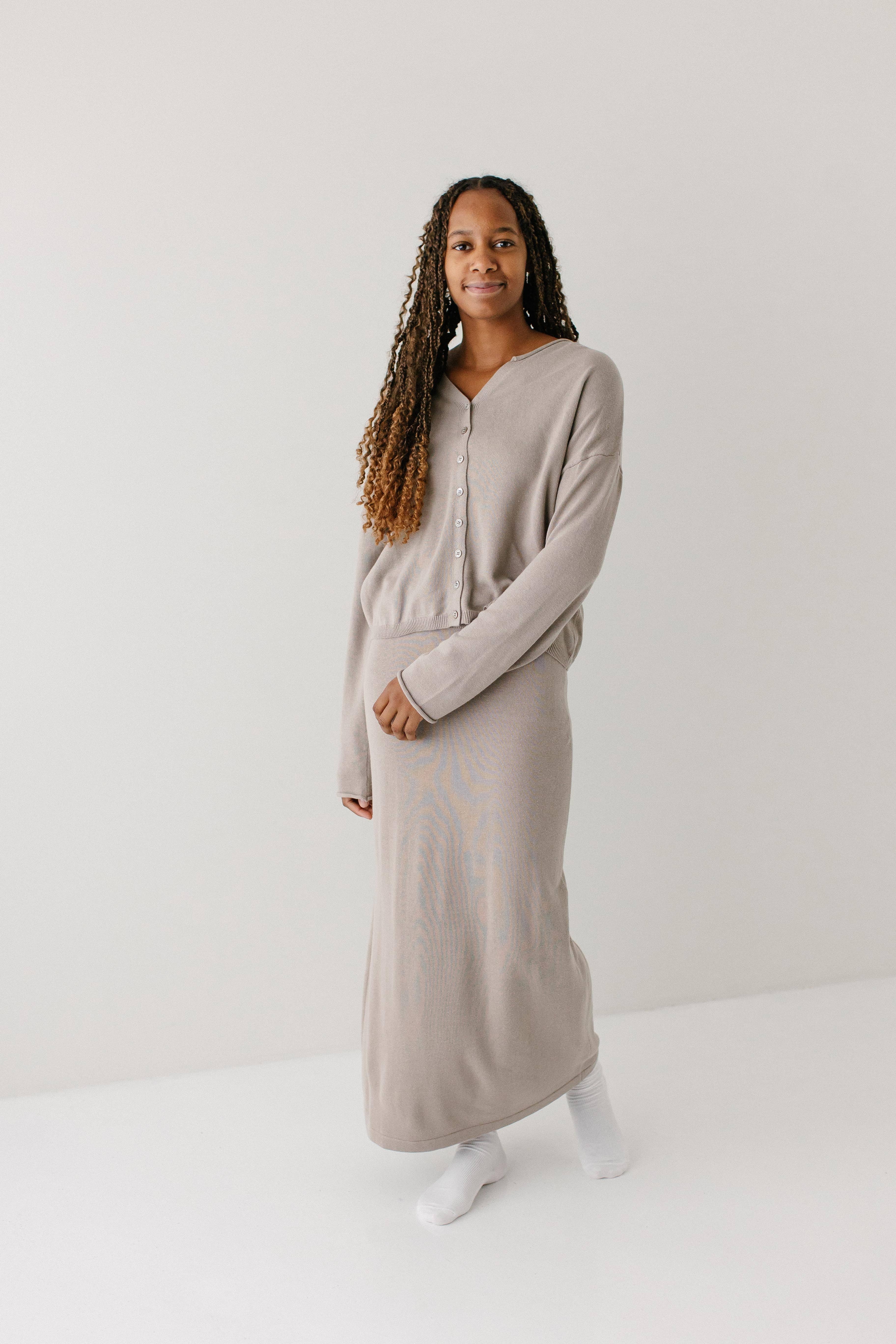 The Main Street Exchange - Wholesale Skirt - Women's - 'Jana' Cotton Blend Midi Sweater Skirt0