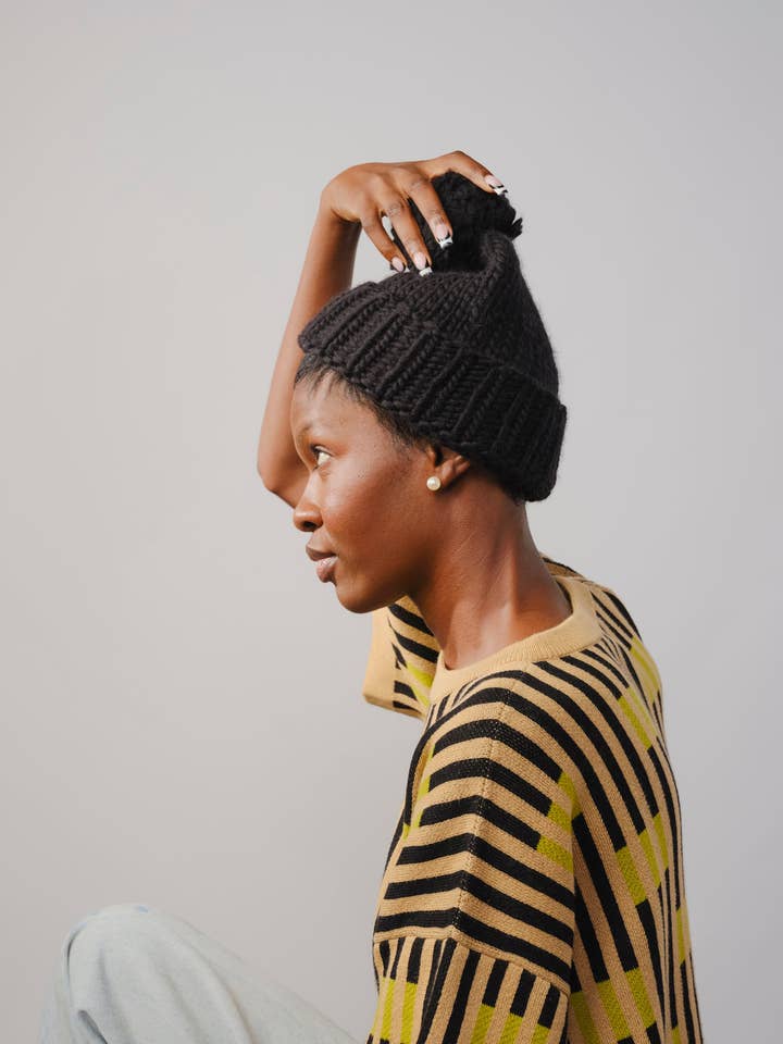 Marina Hand Knit Beanie - Obsidian for wholesale by The Endery