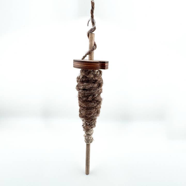 Art by Erica H & Rebel Stitchers - Wholesale Knitting/Crochet Supplies - Top Whorl - Drop Spindle - Baltic Birch - Circle - 1.3 oz