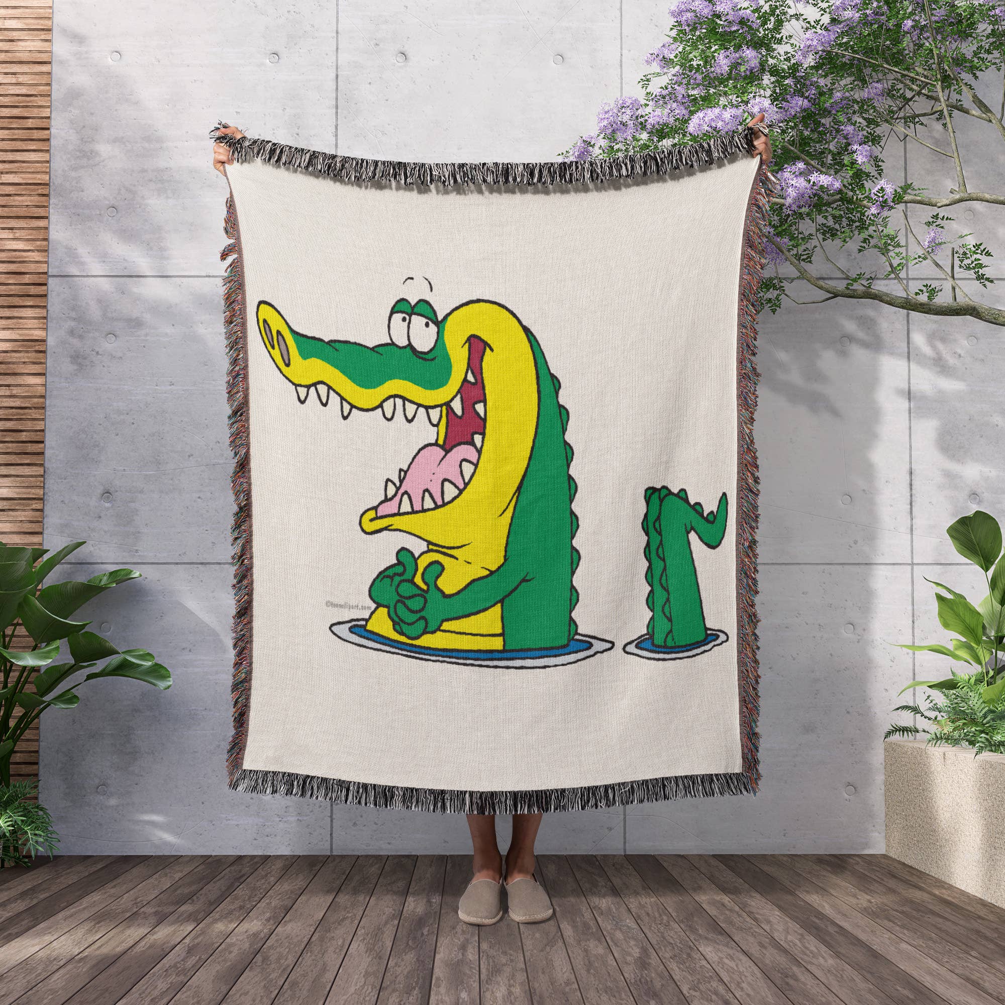 3dRose - Wholesale Throw Blanket - 3dRose, Silly Alligator Crocodile Cartoon Character, Blanket2