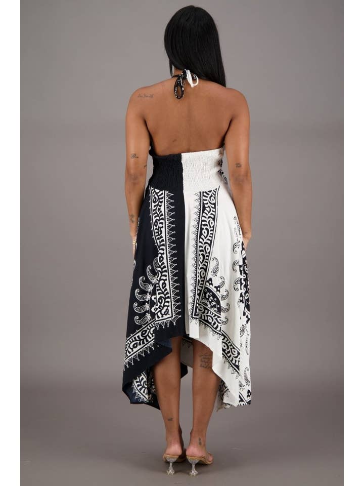 Un solo color Vestido con bufanda batik en blanco y negro 1927 de venta al por mayor en Faire3