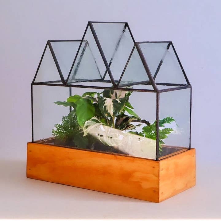Fortune Case Handcrafted Stained-Glass Terrarium for wholesale by Leadhead Glass