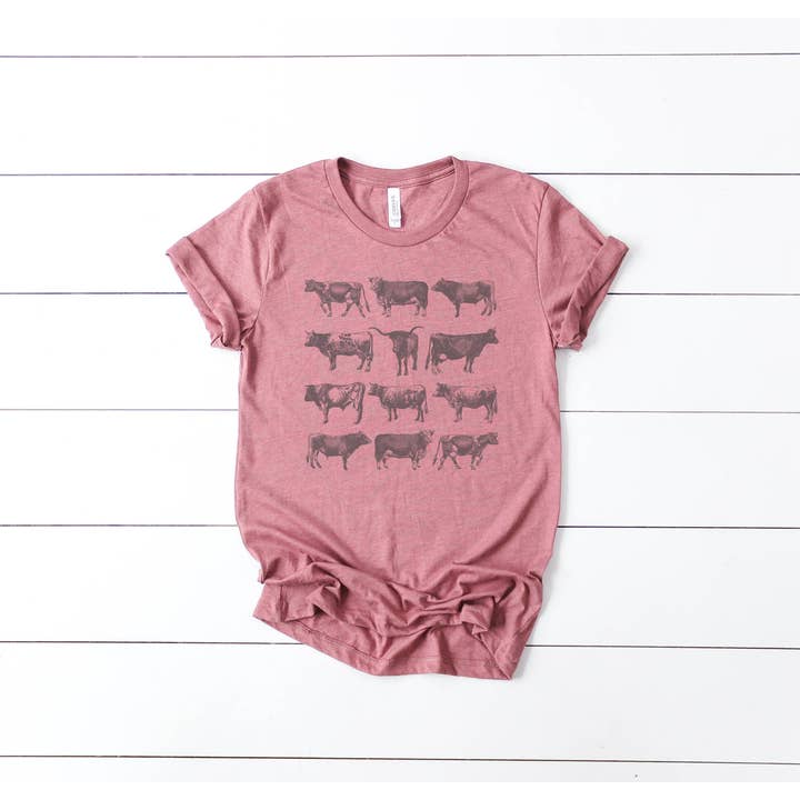 Amy Anne Apparel Inc – wholesale T-shirts med screentryck – Dam – Vintage Cow Bull grafisk Tee gård västerländska kläder ko skjorta2