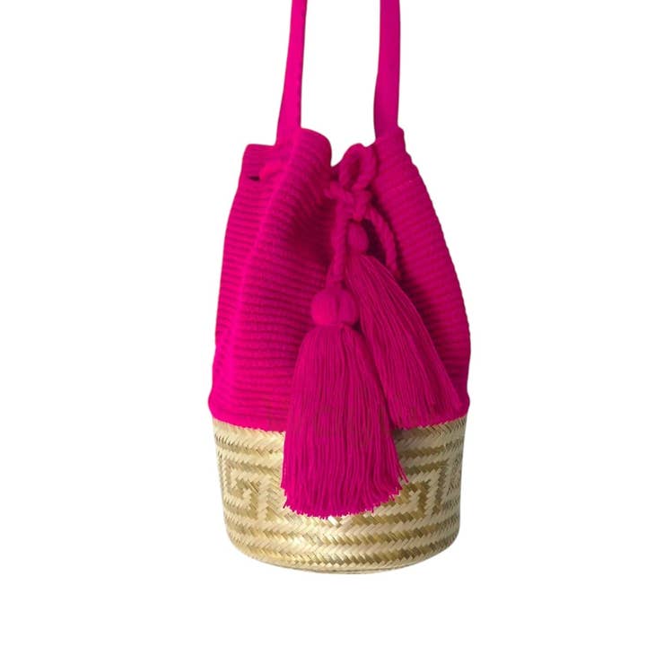 Boutique Femade ® - Wholesale Beach Bag - Fucsia Basket Wayuu Bag0