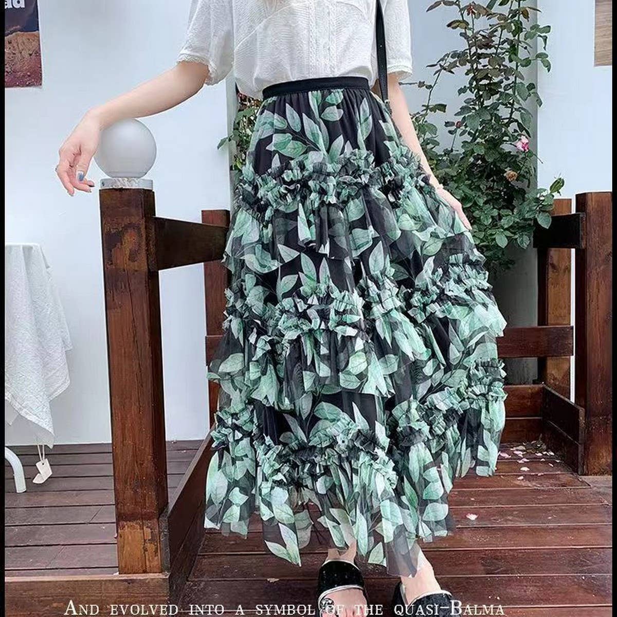 ACCITY - Wholesale Skirt - Women's - LAYERING TULLE SKIRTS WITH FLORAL PRINTS_CWBLS04008