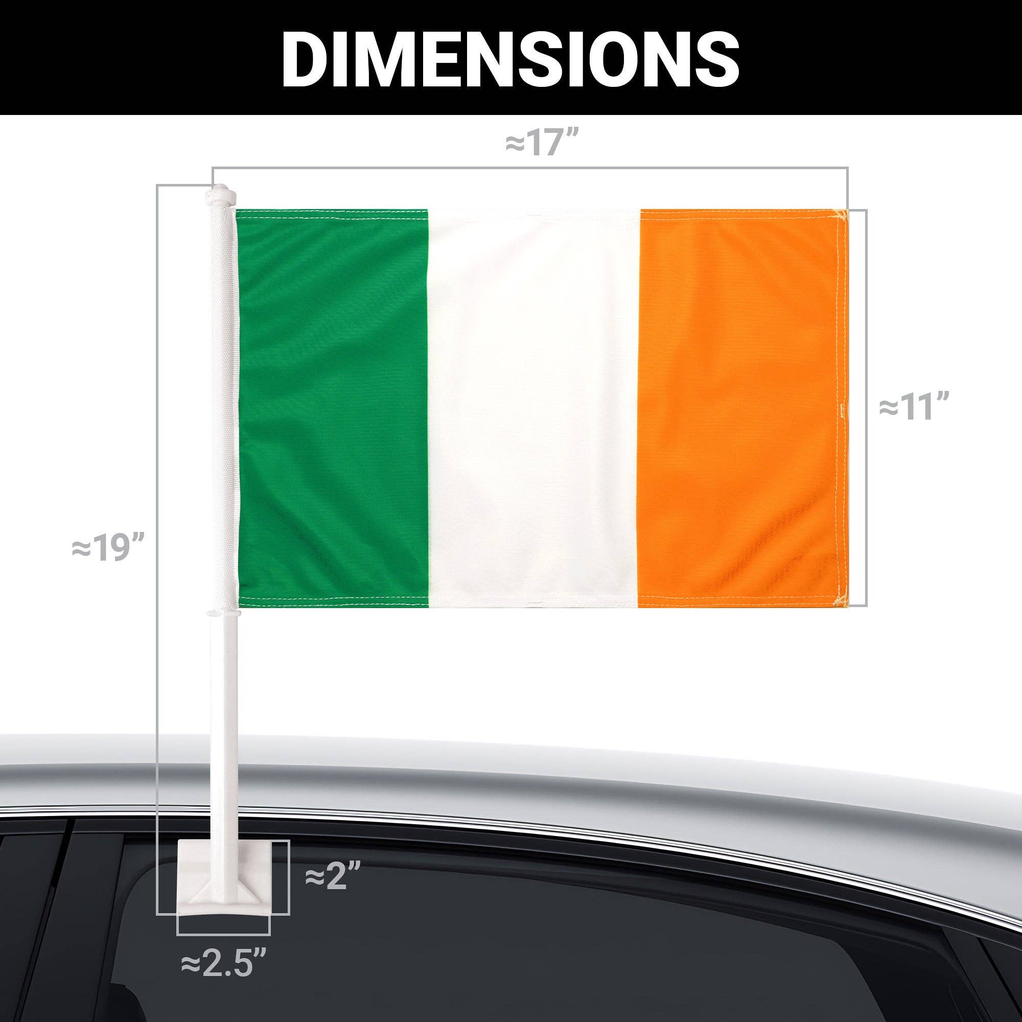 G128 - Wholesale Flag - G128 2 Pack: Ireland Irish Car Flag | 11x17 In | Double LiteWeave Pro Series Double Sided Printed 150D Polyester | Flagpole Included | Perfect for Festival Celebrations, Parades7