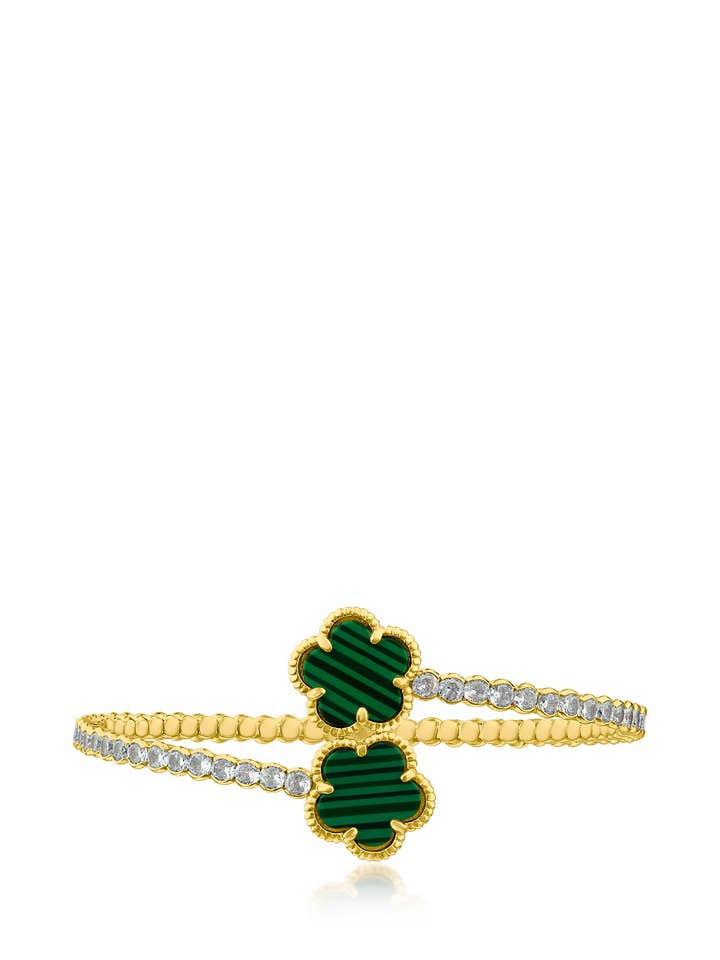 Double Clover Resin Bracelet for wholesale by CZ by Kenneth Jay Lane