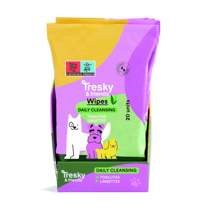 Aquarius Cosmetic SLU - Wholesale Pet Hair Accessory - Dogs - TRESKY & FRIENDS PET CLEANSING WIPES 20pcs2