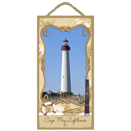 Cape May Lighthouse - New Jersey 5" x 10" wood plaque. for wholesale by SJT Enterprises, Inc.