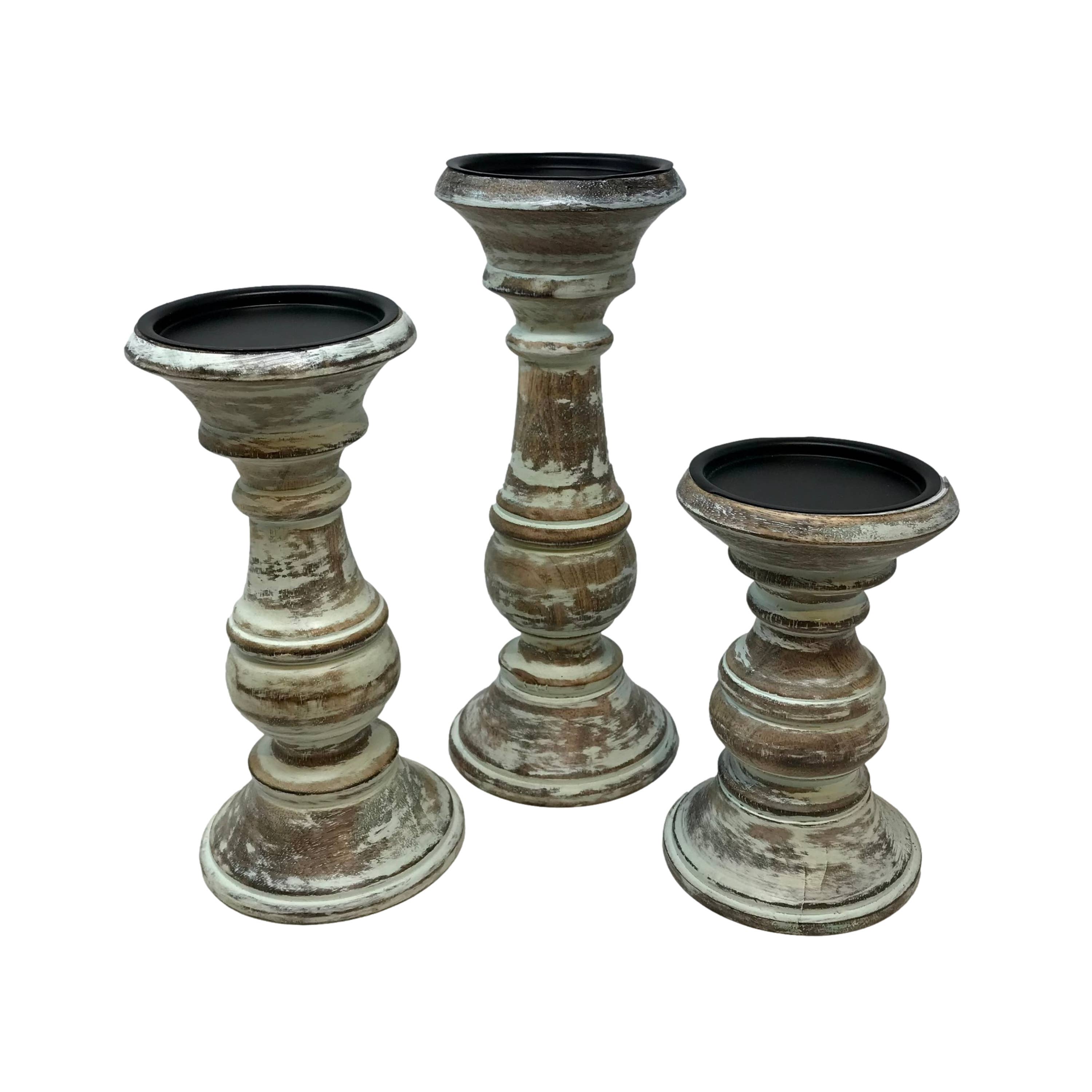 Wilco Home - Wholesale Candle Holder - Set/3 Solid Mango Wd Pillar Candleholders $19.95 Set0
