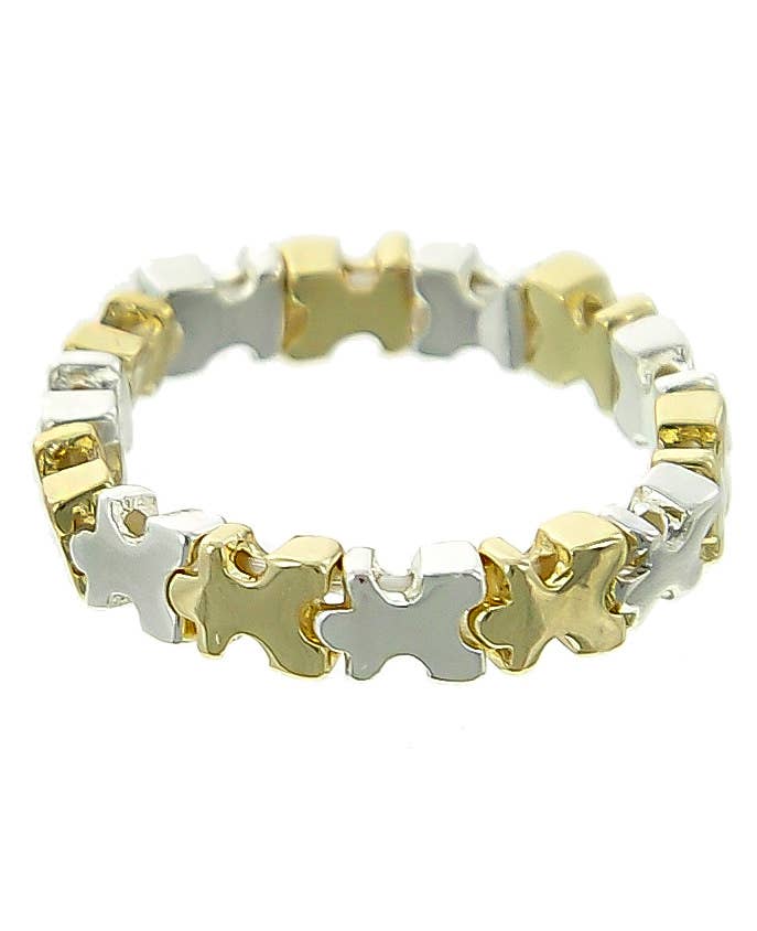 0011 PREMIERE – Anel de banda por atacado – FR5031 Puzzles de Autismo de 2 tons Mais Peças Anel Elástico de Metal