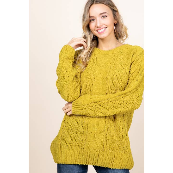 Chenille-Pullover mit Zopfmuster für den Großhandel von Reborn J