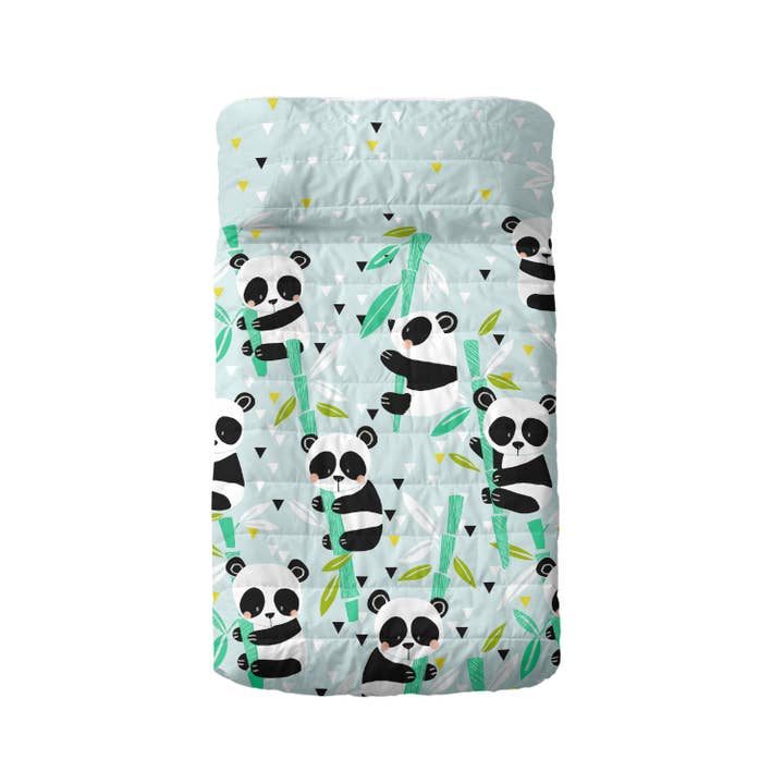 Happyfriday – wholesale Spjälsängslakan – Panda garden blue Spjälsängstäcke (100x130 cm)