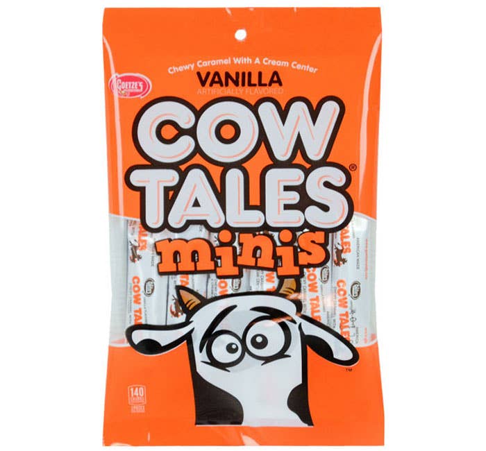 Grandpa Joe's Candy Shop - Wholesale Caramel - Cow Tales Minis Vanilla Caramel Candy, 4oz Peg Bags, 12ct0