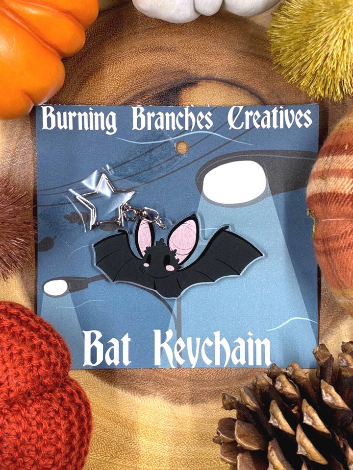 Baby Bat Acrylic Keychain for wholesale by Burning Branches Creatives