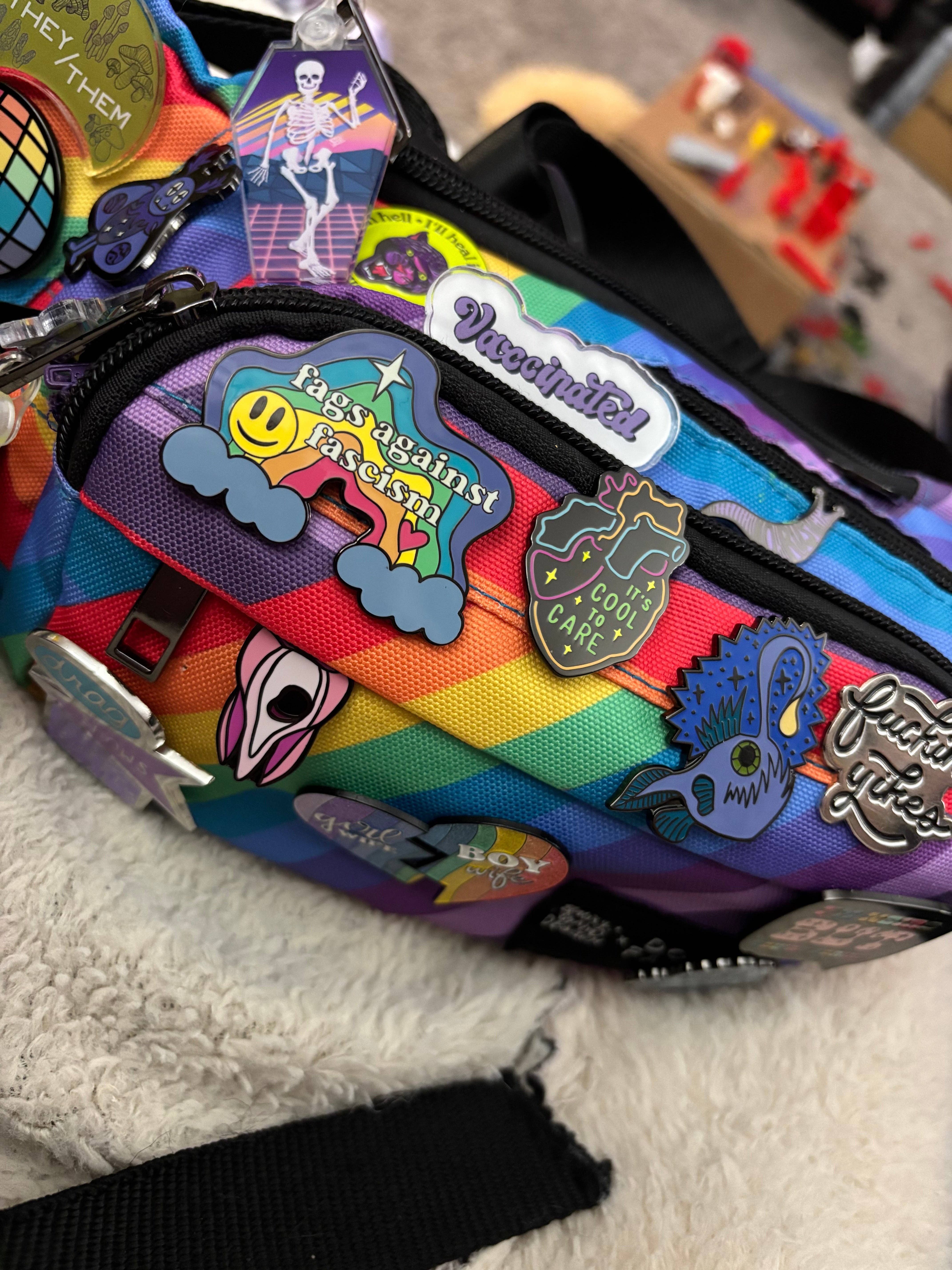 Galaxy Brain Design - Wholesale Lapel Pin/Button - Fags Against Fascism Rainbow Enamel Pin2