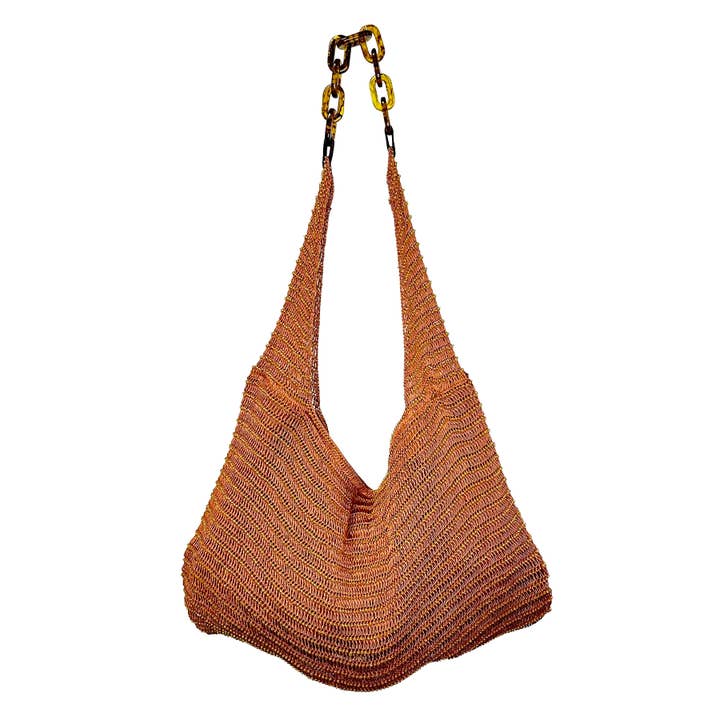 Anju Jewelry - Wholesale Crossbody Bag - Women's - Cora Beaded Cotton Sling Bag with Chain Strap
