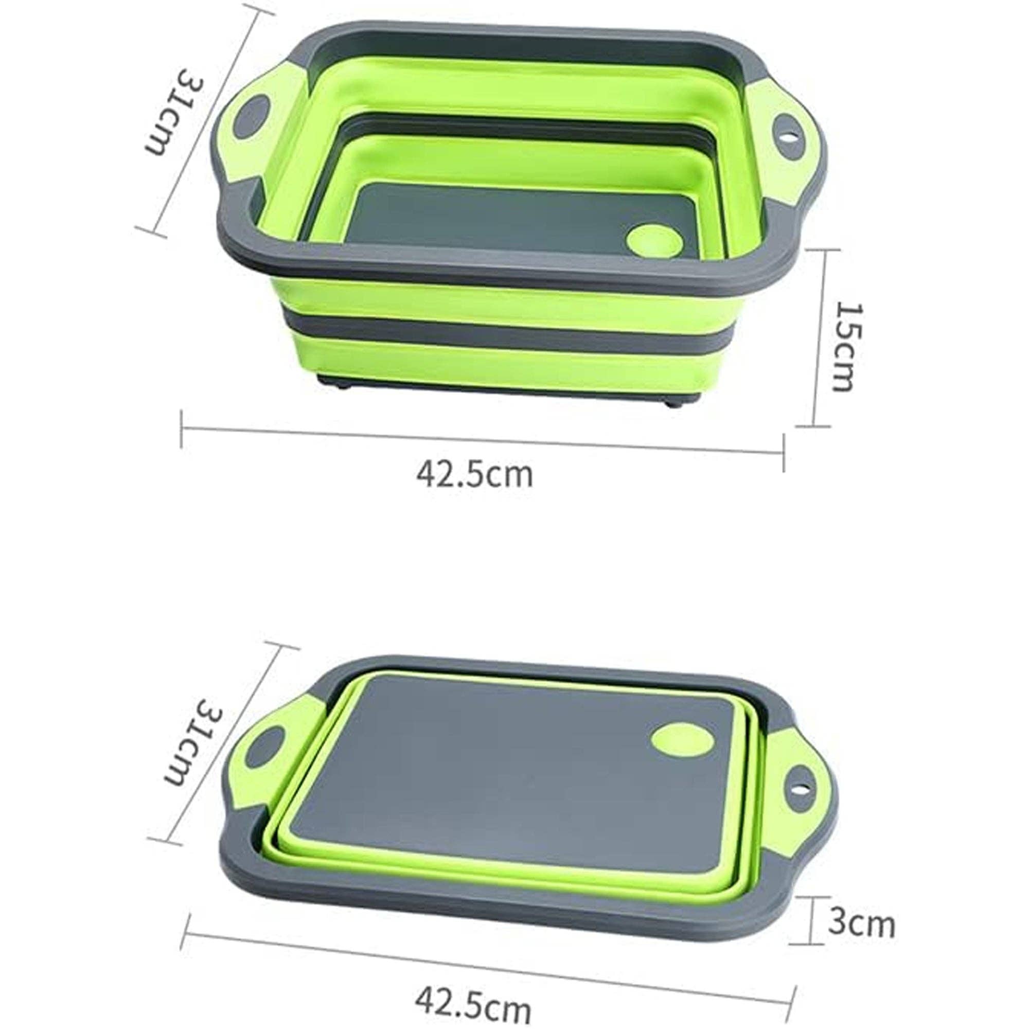 Vigor Path - Wholesale Cutting Board - Collapsible Cutting Board - Portable Multi-Purpose Dish Tub (Green)2