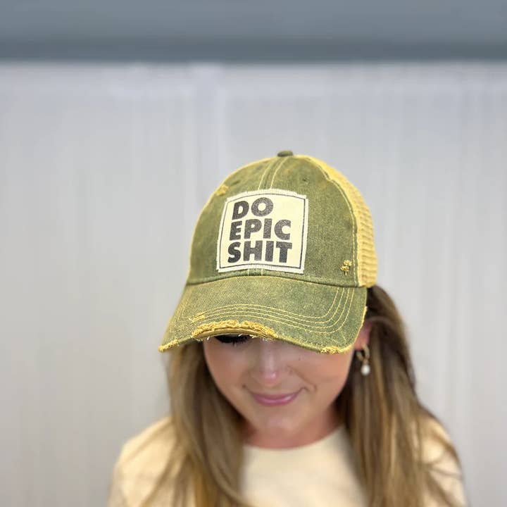 Vintage Life – wholesale Trucker hat – Unisex – Do Epic Shit Distressed Trucker Hat Baseball Cap