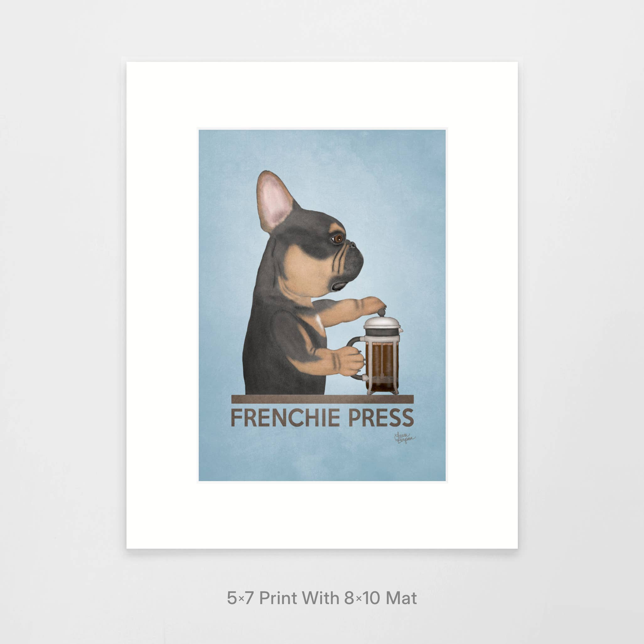 Laura Bergsma Studio - Wholesale Art Print - French Bulldog Dog Art Print, Frenchie Press, Black and Tan0