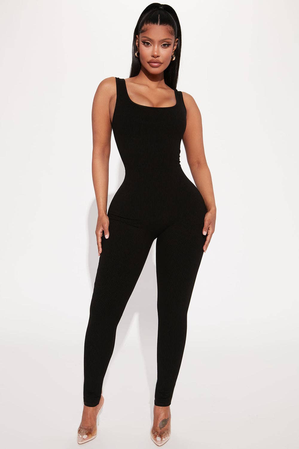 5besties inc – wholesale Jumpsuit – Women's – SEAMLESS SLEEVELESS SCOOP NECK BODYCON JUMPSUIT
