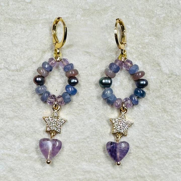 Boucles d'oreilles étoile en opale et tanzanite Holiday Magic pour la vente par Clarke Palmer