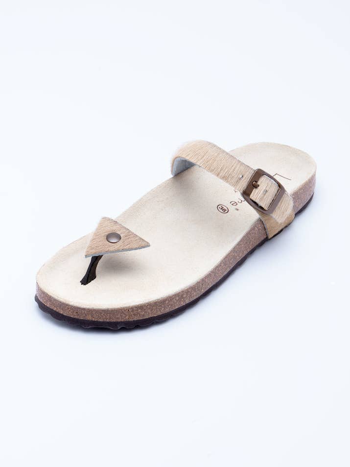 Sandalo triangolare Manu da donna beige Pony per la vendita all'ingrosso da parte di Le Clare