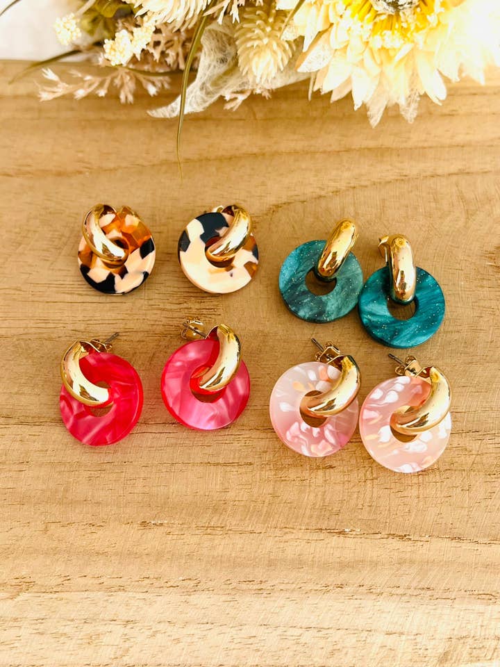 Aros GISELE - dorado y donut acrílico para venta al por mayor de Innaya