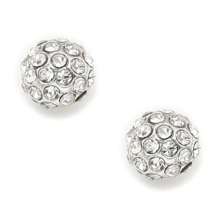 Silberne Kristall-Strass-Pavé-Kugel-Ohrstecker für den Großhandel von Cool Crystals