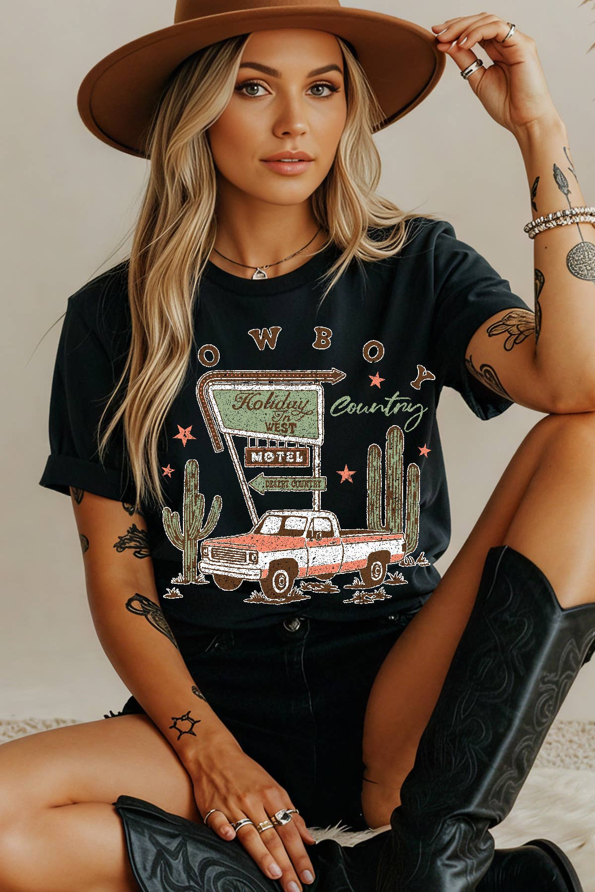 Amused by Blue - Wholesale Screen Printed T-Shirt - Women's - Women Country Graphic Print Short Sleeve Solid Top0