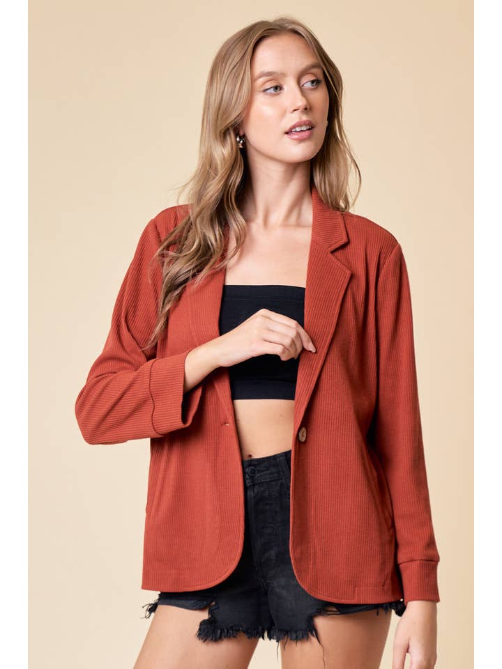 Doe and Rae - Wholesale Blazer - Women's - Placket Sleeve Knit Blazer - 10325J4