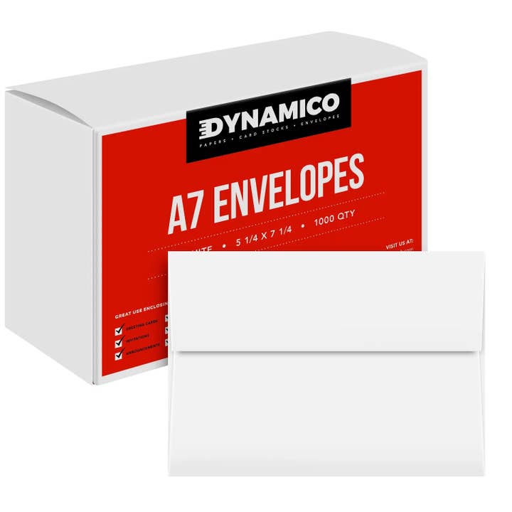 Buste d'invito quadrate bianche, formato A7, perfette per matrimoni, inviti a feste, biglietti di ringraziamento, auguri e festività, baby shower, foto, cartoline | 1000 per confezione | A7 5,25 x 7,25 pollici per la vendita all'ingrosso da parte di Fine Cardstock