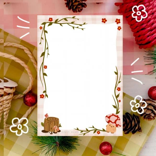 Cottage-core mushroom themed note memo pad for wholesale by Peaches and Bees.