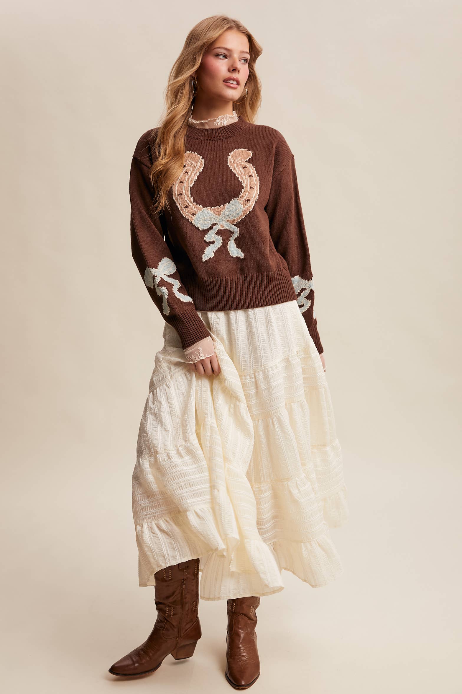 Listicle - Vente Pull en maille – femme - Pull en tricot à col en fer à cheval LSW103521