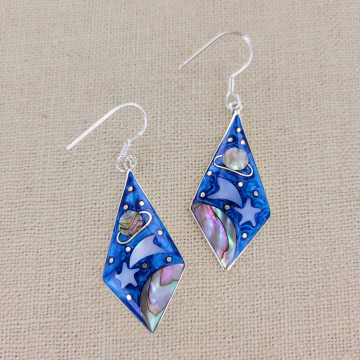 Galaxy ingelegde oorbel XEGD-GAL-E10 voor wholesale door Sadie Green's Jewelry