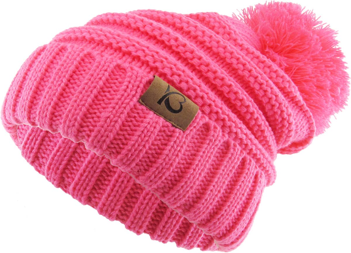 KBETHOS – Großhandel Beanie – Damen – Chunk Pom Pom Grobstrick-Mütze mit Zopfmuster und Rippenstrick37